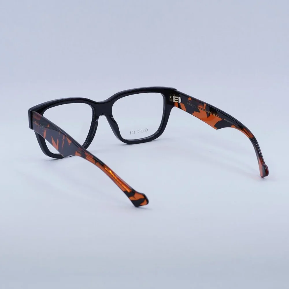 🕶️ New Gucci GG1428O 006 Eyeglasses - Black With Orange Havana Frame